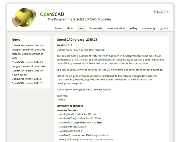 Neue OpenSCAD Version 2015.03 erschienen